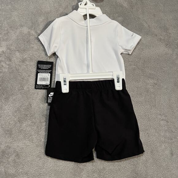 Nike Bodysuit Shorts Set Baby Infant 9M White Black 3BRAND Polo Shorts Outfit - Picture 4 of 4